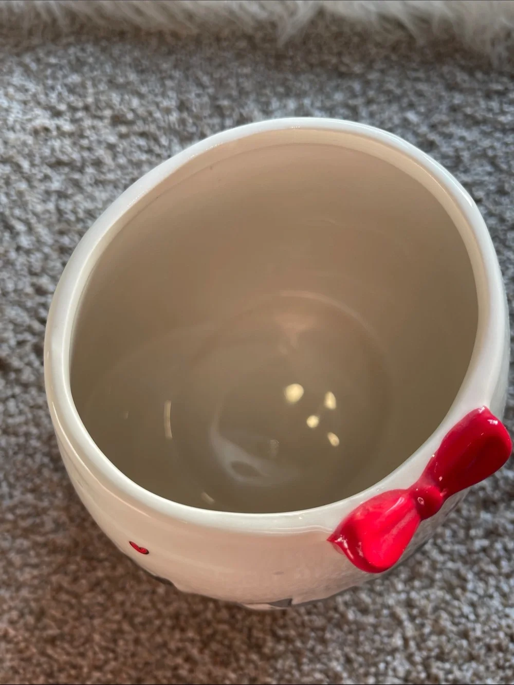 Ceramic Cat Treat Jar - White with Red Bow Accent